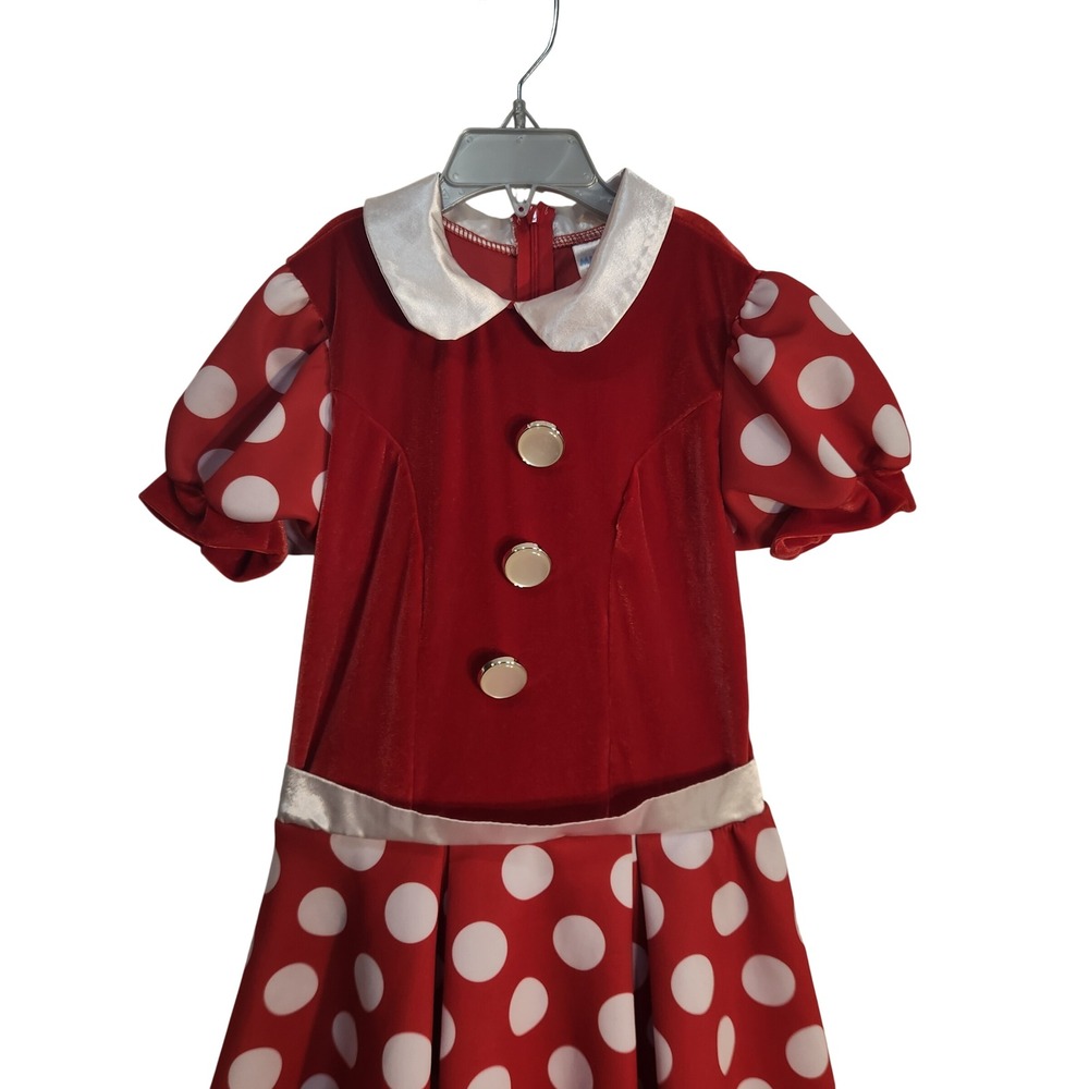 Disney Mickey and Friends Spirit Red Velvet Polka Dot Costume Dress Girls Size M